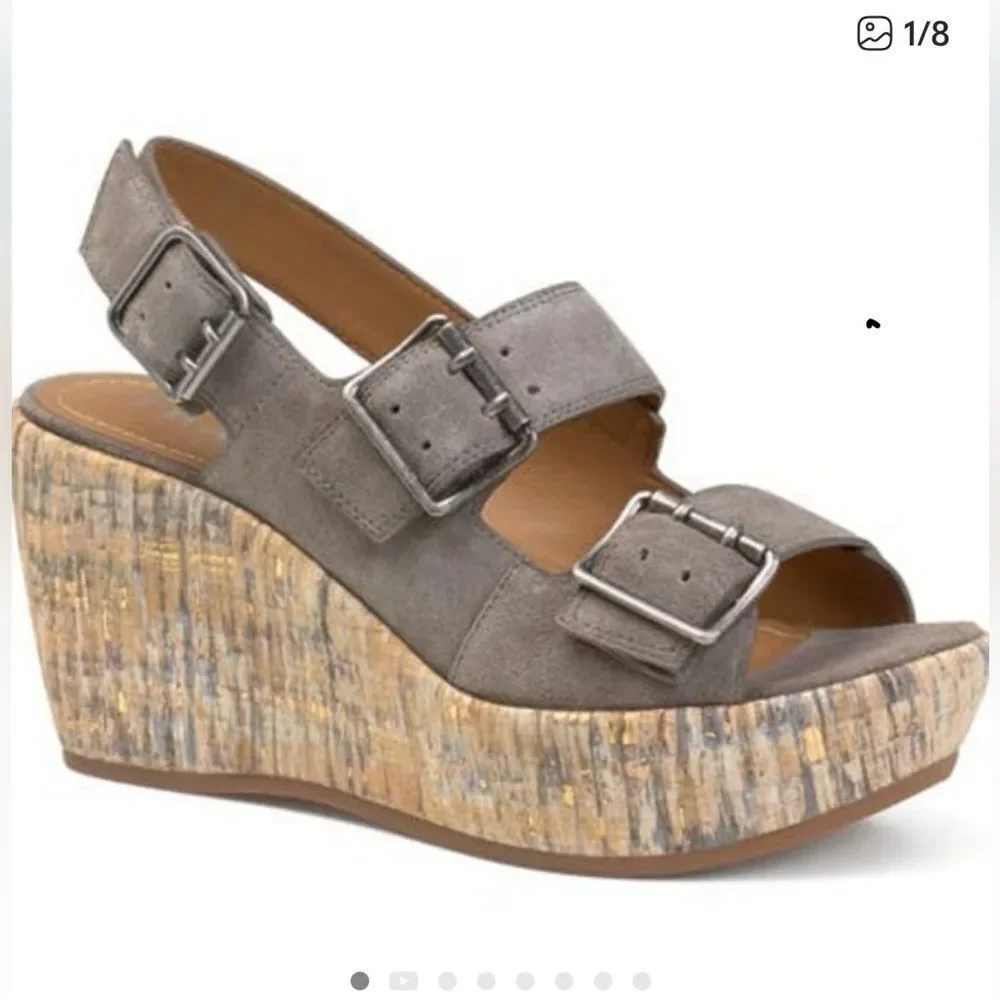 Track Gray Suede Wedge Patsy Wedge Sandals